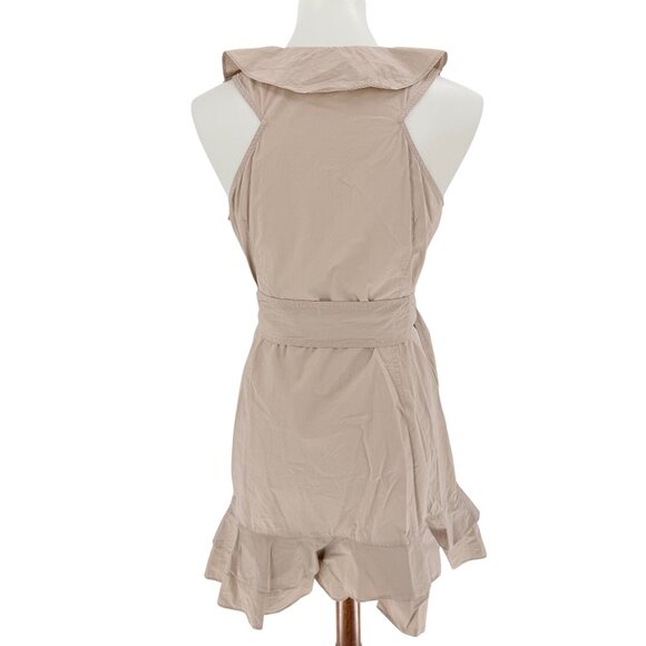 Marissa Webb Collective Beige Ruffle Wrap Mini Dress Size 6 Cotton Lightweight - Picture 2 of 5
